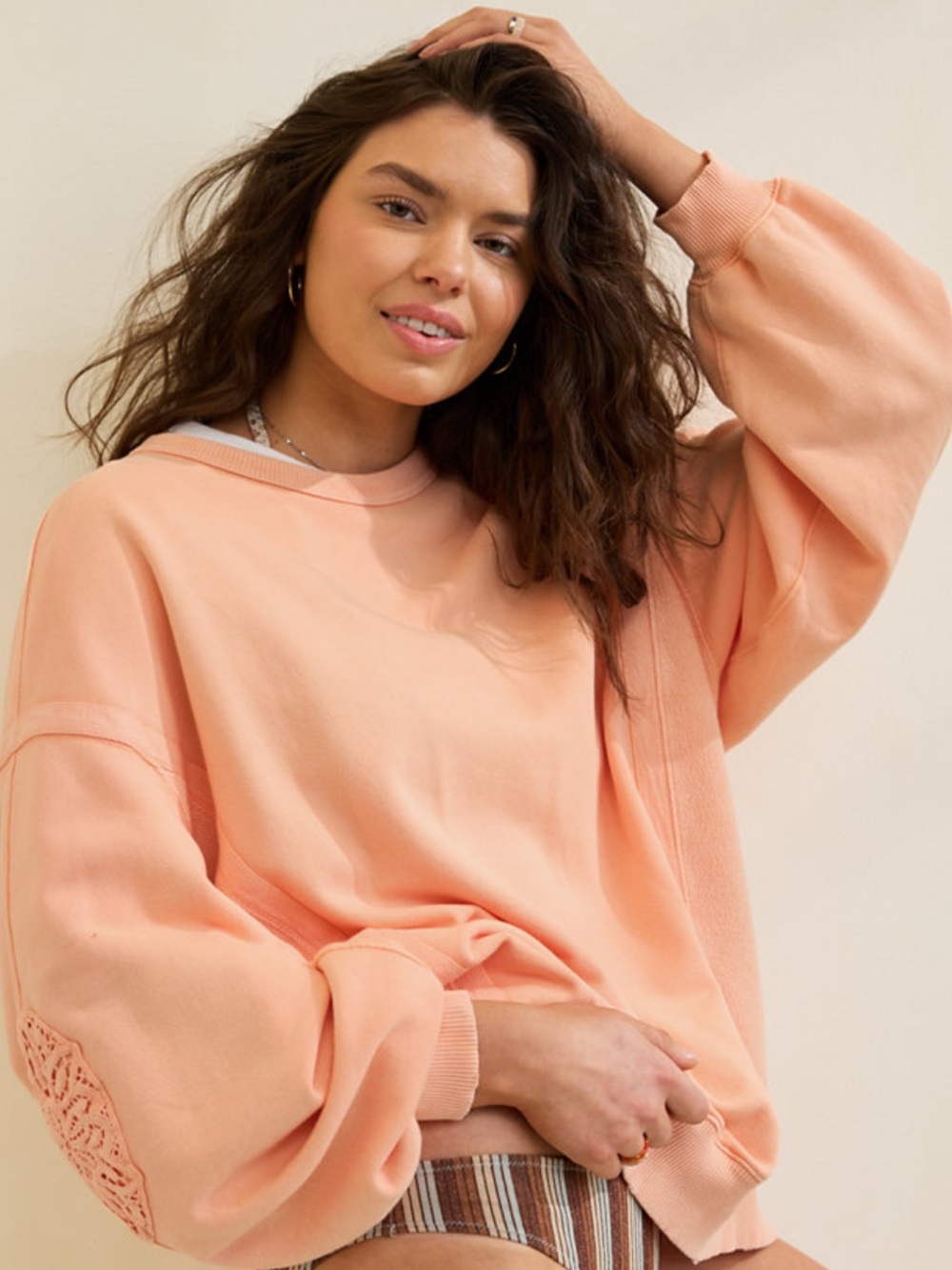 aerie Light Peach Pullover Sweatshirt